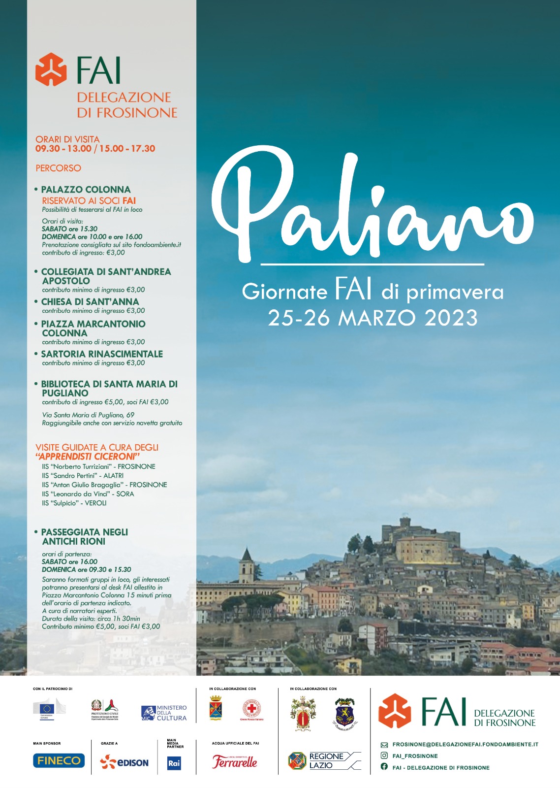 COMUNE DI PALIANO- PROTAGONISTA DELLE GIORNATE FAI DI PRIMAVERA